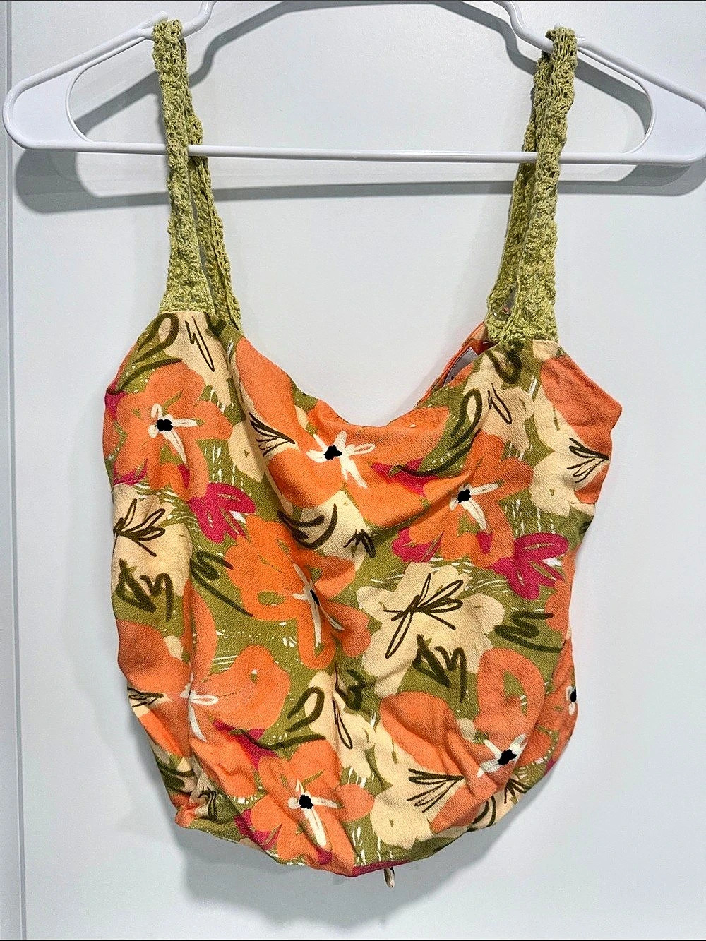 Sadie & Sage Floral Tie-Back Camisole in Orange & Green Size Small